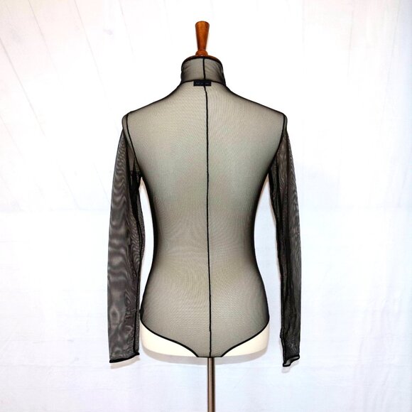 AKRIS Mock-Neck Illusion Sheer See Through Long-Sleeve Mesh Bodysuit - Picture 5 of 12